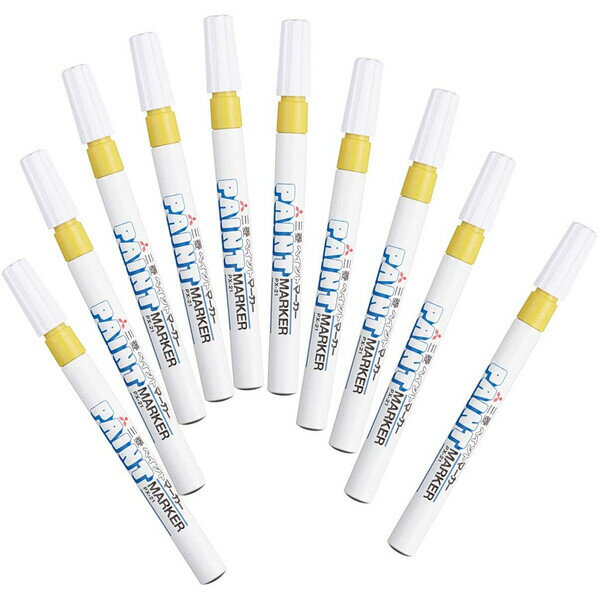 【同色10本セット】 ペイントマーカー 細字 丸芯 黄 PX21-2 不透明 油性 速乾 高発色 金属 ガラス プラスチック