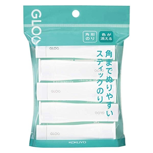コクヨ KOKUYO グルー GLOO スティックのり(色が消える)(吊り下げ5個パック) 四角い 角 Sサイズ - メール便対象のサムネイル