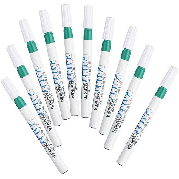 【同色10本セット】 ペイントマーカー 細字 丸芯 緑 PX-21.6 不透明 油性 速乾 高発色 金属 ガラス プラスチック