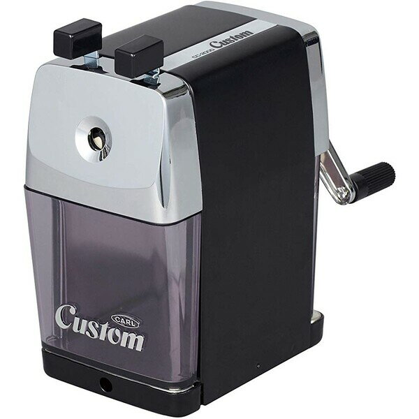 カール 鉛筆削り カスタム ブラック 大容量クズ受け ムダ削り防止機能付き 学校 塾 5段階芯調節機能付き