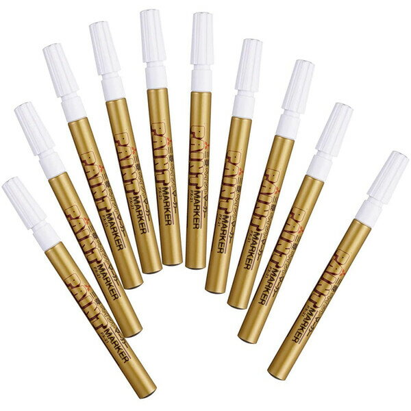 【同色10本セット】 ペイントマーカー 細字 丸芯 金 PX-21.25 不透明 油性 速乾 高発色 金属 ガラス プラスチック