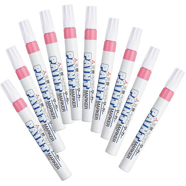 【同色10本セット】 ペイントマーカー 中字 丸芯 桃 PX-20.13 不透明 油性 速乾 高発色 金属 ガラス プラスチック