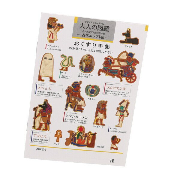お薬手帳 大人の図鑑 古代エジプト編 エジプト メジェド 壁画 おくすり手帳 - メール便対象のサムネイル