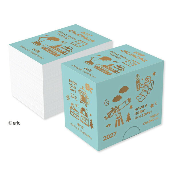 【2027年版】 カレンダー 卓上 ミニ 日めくり 1月始まり 365日 eric 消しゴムはんこ かわいい 新日本カレンダー - メール便不可