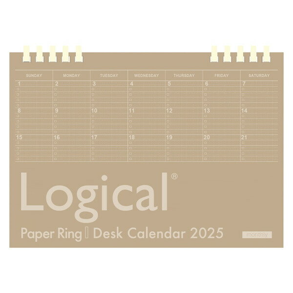 ナカバヤシ 2025年 ロジカル卓上カレンダー 100%紙製 ペーパーリングタイプ A5 クラフト