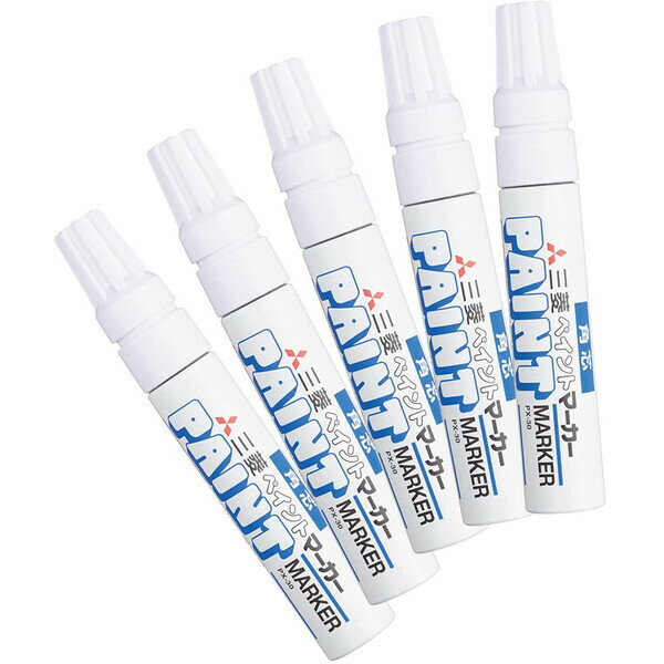 【同色5本セット】ペイントマーカー 太字 角芯 白 PX30-1 不透明 油性 速乾 高発色 金属 ガラス プラスチック 三菱鉛筆