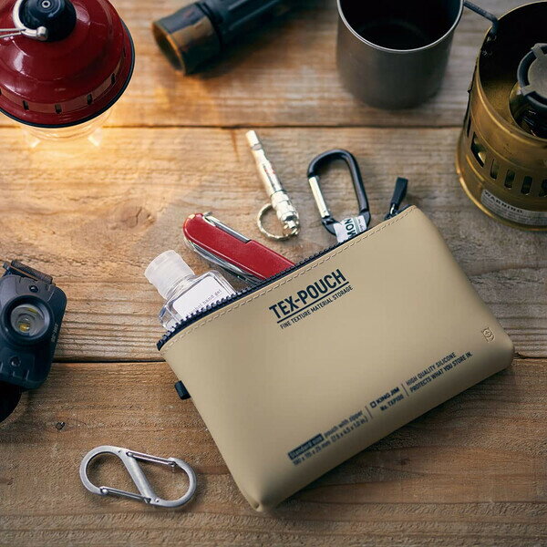 テクスポーチ TEX-POUCH スタンダードサイズ カーキ シリコン素材 ファスナー ガジェット アウトドア 小物入れ キングジム