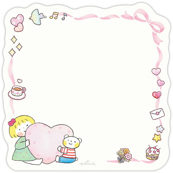 メモ メッセージカード ダイカット 仲良しともだち ハート かわいい イラスト ホールマーク - メール便対象