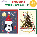 【2柄セット】 スヌーピー 立体クリスマスカード 星の飾りつけ/ビックリクリスマス 封筒付 ポップアップ かわいい ホールマーク - メール便対象