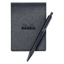 ロディア 限定 メタリック PU レザーカバー No.11&ボールペン ギフトセット ブラック プレゼント - メール便 送料無料