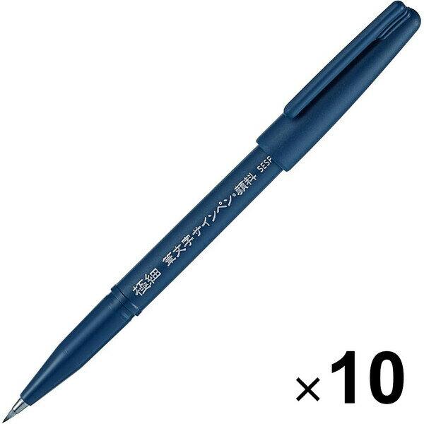 ぺんてる 筆文字サインペン 顔料タイプ 極細 10個セット