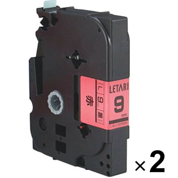 マックス ビーポップミニ テープカセット レタリテープ 赤に黒文字 9mm×8m LM-L509BR 2個セット