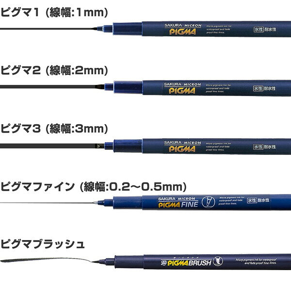 楽天市場】サクラクレパス ピグマ 黒 12種類 003 005 01 02 03 05 08 1