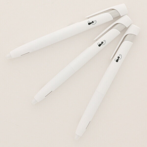 ゼブラ ボールペン ブレン 白/黒 0.5 ネコ シルエット柄 3本セット - メール便対象