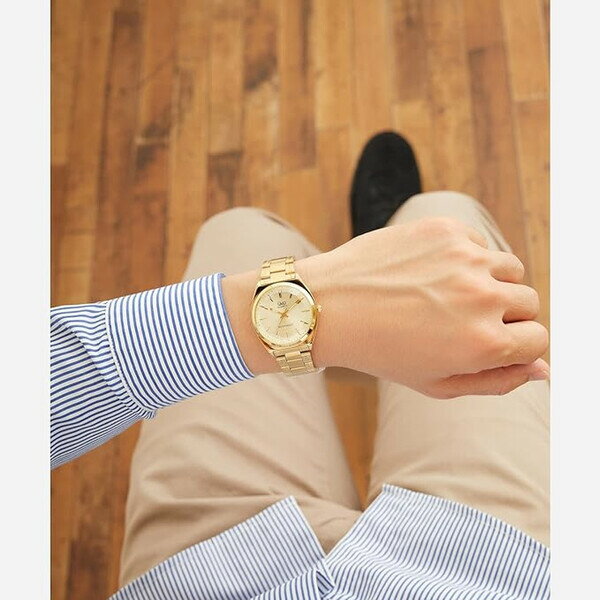 シチズン Q&Q 腕時計 アナログ 防水 メタルバンド QB78-010 メンズ ゴールド