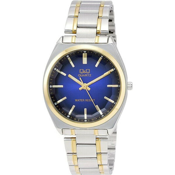Citizen Q&Q Analog Waterproof Metal Band Watch QB78-412 Men's Silver x Blue