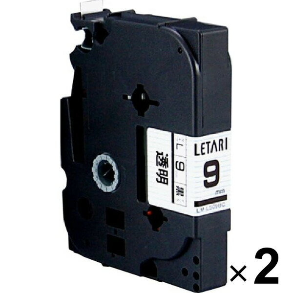 マックス ビーポップミニ テープカセット レタリテープ 透明に黒文字 9mm×8m LM-L509BC 2個セット