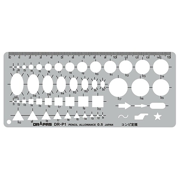 ドラパス 製図用 テンプレート コンビ定規 スモーク P-1S - メール便対象