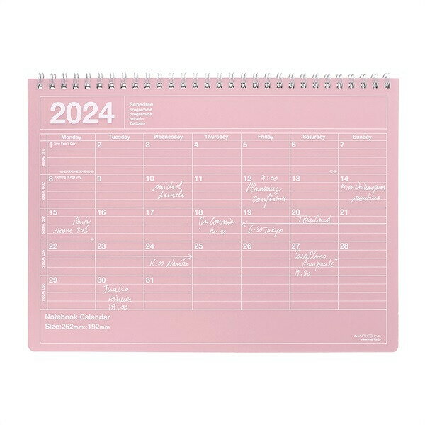 MARK'S マークス ノートブックカレンダー M 2024年 1月始まり ピンク - メール便対象