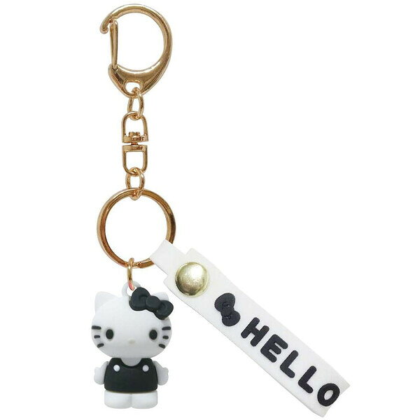 商品名ハローキティ マスコット付きキーホルダー モノクロ ホワイト 白 立体 ロゴ入り ストラップ付 かわいい ケイカンパニー説明かわいい「ハローキティ」デザイン♪マスコットとストラップが付いた「キーホルダー」です。立体で存在感大! ナスカンで、簡単にリュックやバッグに取り付けできます。【サイズ】マスコット=約H26×W19×D16mm、ストラップ=約H58×W10mm【材　質】PVC品番KT-MA-MOWカテゴリーキャラクターから探す&nbsp;>&nbsp;サンリオ&nbsp;>&nbsp;ハローキティ＼ハローキティ 一覧はこちら／当店では かわいい おしゃれな 文房具を中心にセレクト☆彡 人気のキャラクターグッズも豊富! 文具・雑貨・おもちゃ・鞄・スポーツ用品の総合バラエティショップです。ポスト投函するメール便対応や送料無料の商品も多数!この商品の基準数は1個につき 16 です。※ご注文を確定される前にメール便で配送できる個数をご確認ください。基準数オーバーの場合には、配送形式の変更をお願いするメールをお送りしています。変更が完了してから改めて在庫確保しますので、欠品になったり、完売などの理由によりキャンセルさせていただく場合があります。※メール便は、配達の日時指定に対応しておりません。