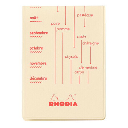 RHODIA ロディア 11 カバー フランセ フルーツカレンダー アイボリーレッド 限定 フランス語 PVC製 ブロックメモ 5mm方眼 ギフト - メール便...