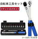 【期間限定!5580円→4280円】 自転車工具セット 15点セット トルクレンチ ロードバイク 自転車用 スプロケット 外し 工具 ロードバイク メンテナンス...