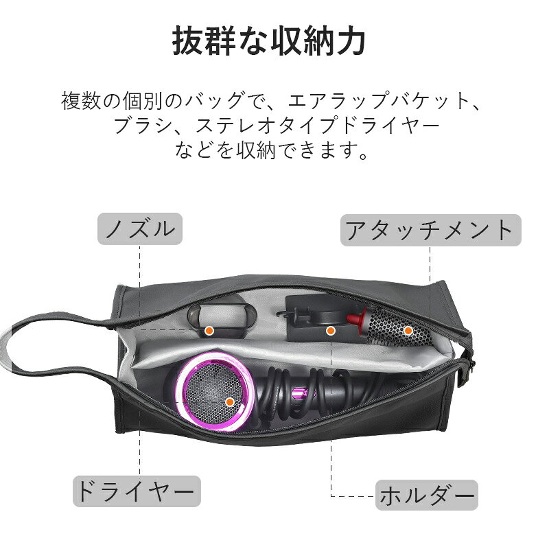 ダイソン ドライヤー 収納バッグ 仕切り ヘアドライヤー 収納袋 保護カバー ドライヤー収納バッグ ヘアドライヤー用保護収納ケース 防水PUレザーケースカバー 旅行スリーブケース 防塵収納ポーチ 出張便利 gazelle-10000441 Gazelle サンプル画像2