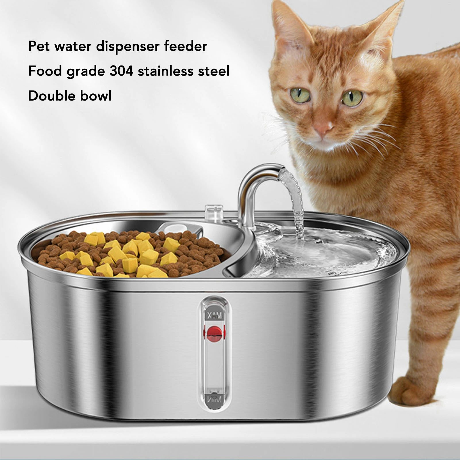 猫 自動給水器 食器 噴水 ステンレス製 ペット給水器 水飲み器 循環式 静音 節電 省エネルギー 3L大容量 蛇口式設計 猫 犬 鳥用 多頭飼い/お留守番対応 フィルター付き 水洗い可能 ペット用品