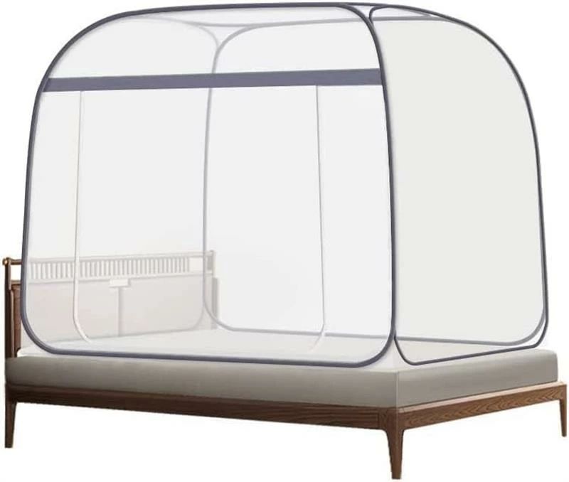 蚊帳 ワンタッチ モスキートネット 折りたたみ式 箱型の蚊帳 蚊よけ 虫除け 夏 蚊対策 全方位ガード テント式 キャンプ式 底面付き レース ベッド 持ち運べる 通気性よい 組み立て簡単 収納便利 高密度 夏の対策 防虫 ドア設計
