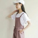 キッズ サロペットパンツ 薄手 夏服 二点セット 女の子 夏 半袖 Tシャツ トップス オーバーオール 子供服 ウエスト紐 シンプル 無地 カジュアル ジュニア