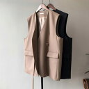 ノースリーブ ベスト 春 シンプル ロングベスト ロング 着痩せ テーラード 夏 スーツ 卒業式 テーラードベスト 前開き ゆったり レディース 無地 きれいめ カジュアル レイヤード フォーマル OL 通勤 ジレ ママ 仕事(4)