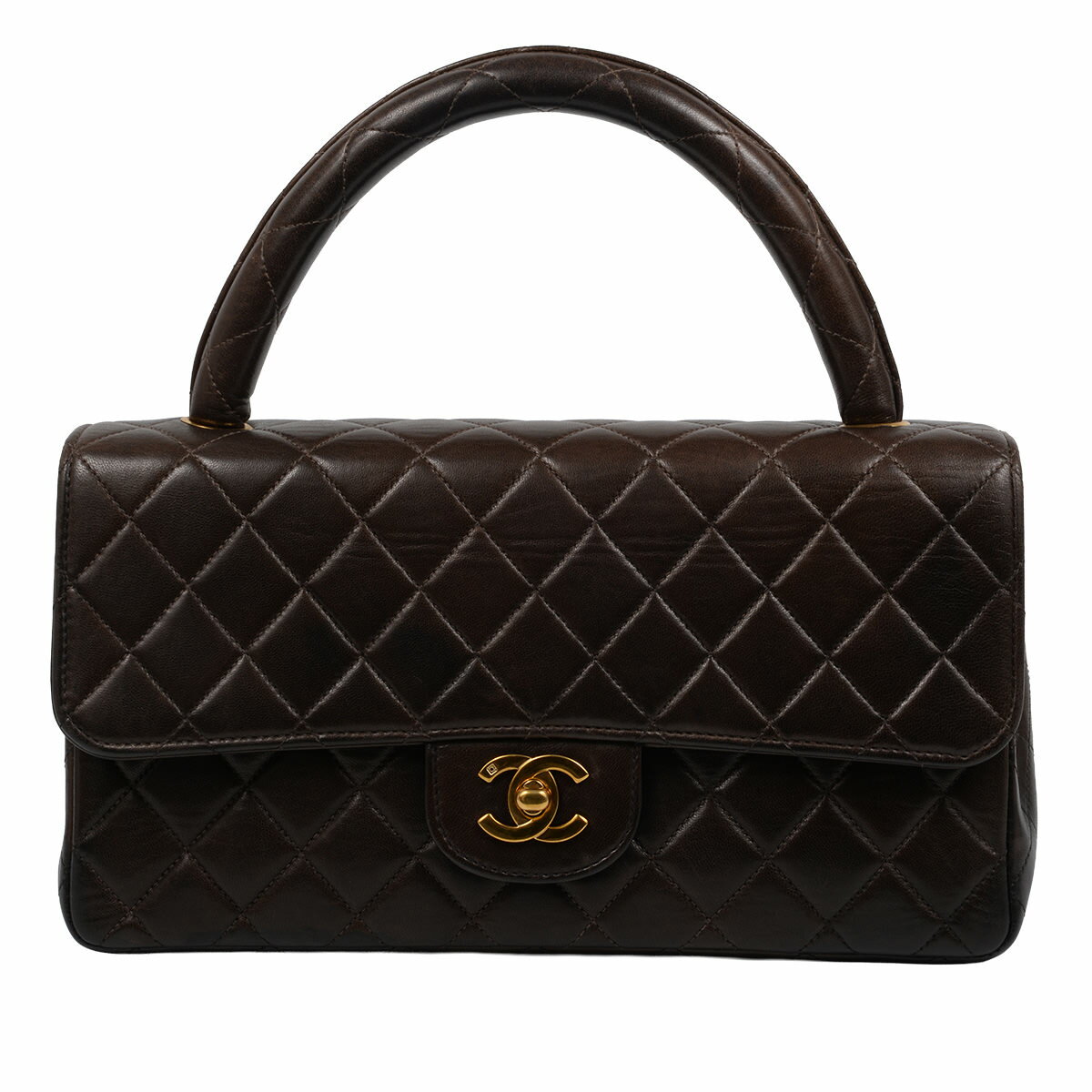 シャネル CHANEL マトラッセ 親子バッグ 親のみ ハンド バッグ レザー ブラック ゴールド 金具 ヴィンテージ