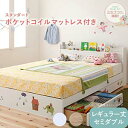 収納機能付き 収納付き コンセント付き ベッド 【Fleur】 フルール 【スタンダードポケットコイルマットレス付き（ロールパッケージ）】 セミダブルサイズ セミダブルベッド セミダブルベット マットレス付き 専用リネンなし