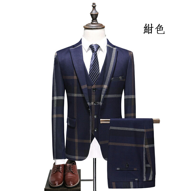 メンズスーツ 3ピーススーツ ビジネススーツ スーツスーツ メンズスーツスリーピーススーツ 1つボタンスーツ メンズ スリムスーツ 男性用 紳士服 大きいスーツ セットアップ ファッション オシャレ 高品質 フォーマル 結婚式 グレー 紺色