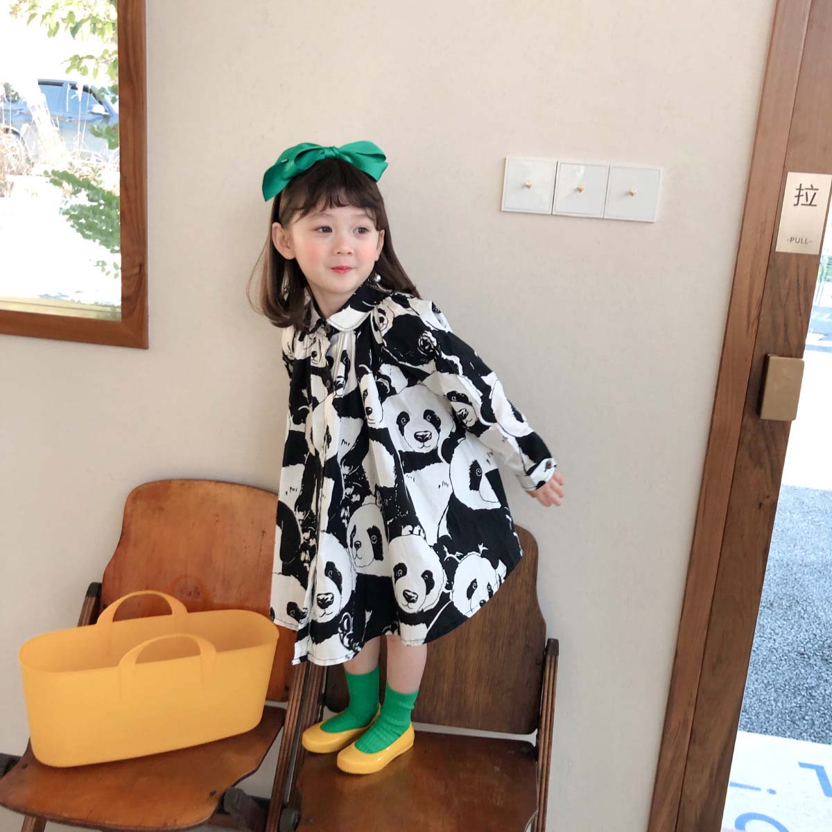 韓国子供服 シャツワンピース 春秋 子供ドレス ワンピース ベビー Aライン プリント 子供服 女の子 コットン 長袖 リゾート おしゃれ 子ども服 ビーチ カジュアル 女児 人気 可愛い ジュニア服 卒園式/入学式/パーティ 90-140cm