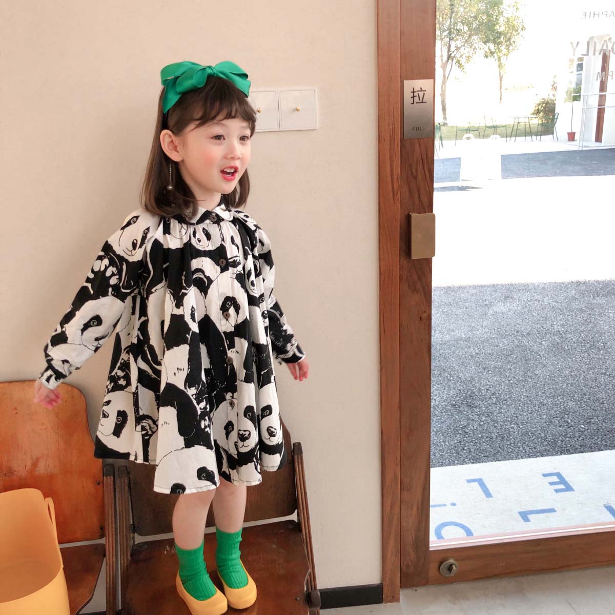 韓国子供服 シャツワンピース 春秋 子供ドレス ワンピース ベビー Aライン プリン...