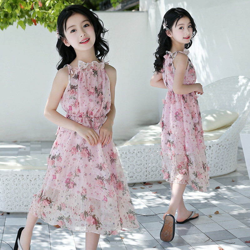 子供服 ボヘミアン ワンピース ミモレ丈 ロングワンピース 花柄 シフォンワンピー...