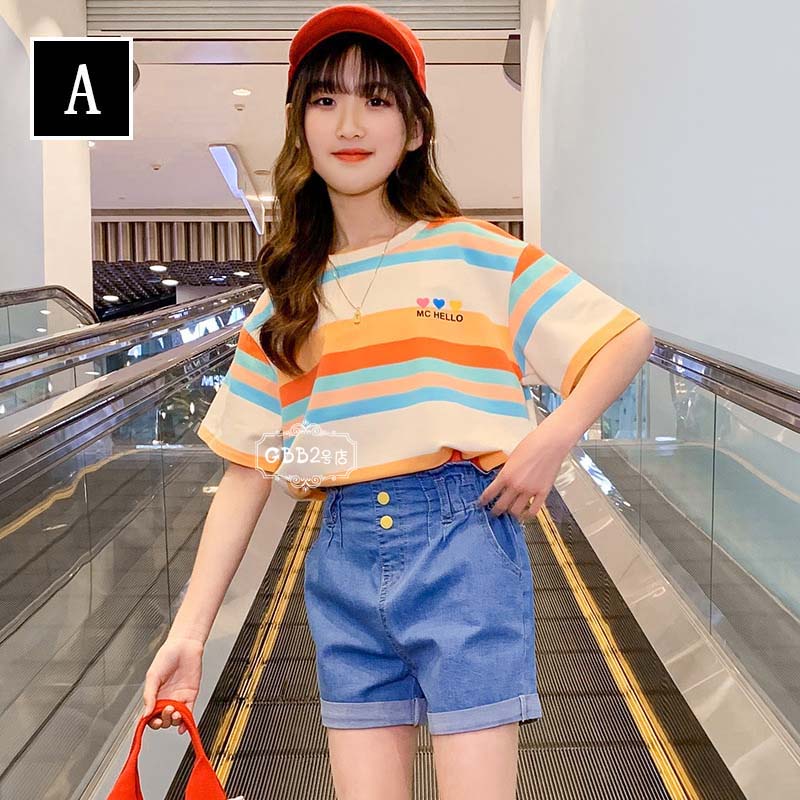 Tシャツ キッズ 半袖 女の子 子供服 半袖tシャツ ストライプ トップス 夏服 こども 可愛い きれいめ ゆったり 通園 通学 単品売り 2タイプ 110 120 130 140 150 160cm