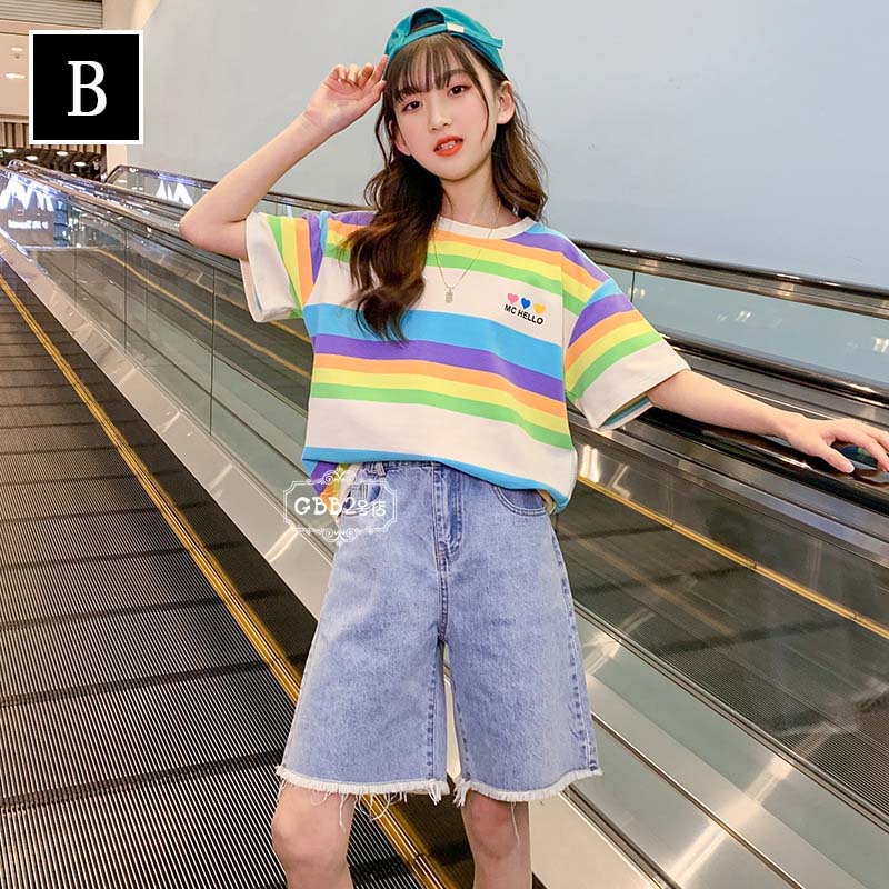 Tシャツ キッズ 半袖 女の子 子供服 半袖tシャツ ストライプ トップス 夏服 こども...