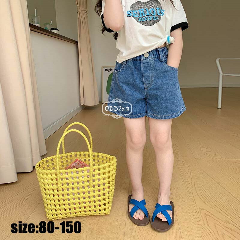 子供服 ショートパンツ 女の子 デニムパンツ 半ズボン 夏 ジーンズ カジュアル ボトムス キッズ ベビー こども 可愛い きれいめ //卒園式/入学式/パーティ ブルー 80 90 100 110 120 130 140 150