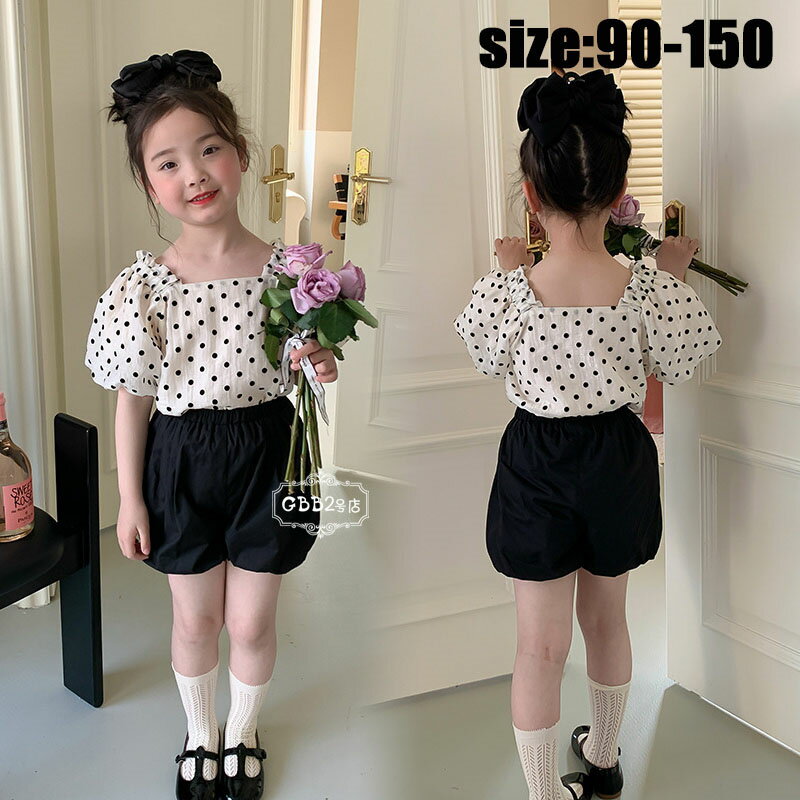 韓国子供服 キッズ シャツ ベビー ブラウス 夏 半袖 トップス ドット 水玉 女の子 おしゃれ 子ども服 カジュアル 可愛い ジュニア服 通学 卒園式/入学式 単品売り 90 100 110 120 130 140 150cm
