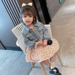 子供服 上下セット デニムジャケット ワンピース 可愛い 長袖 女の子 花柄ワンピース 春秋 オシャレ カジュアル きれいめ 通学 舞台 七五三