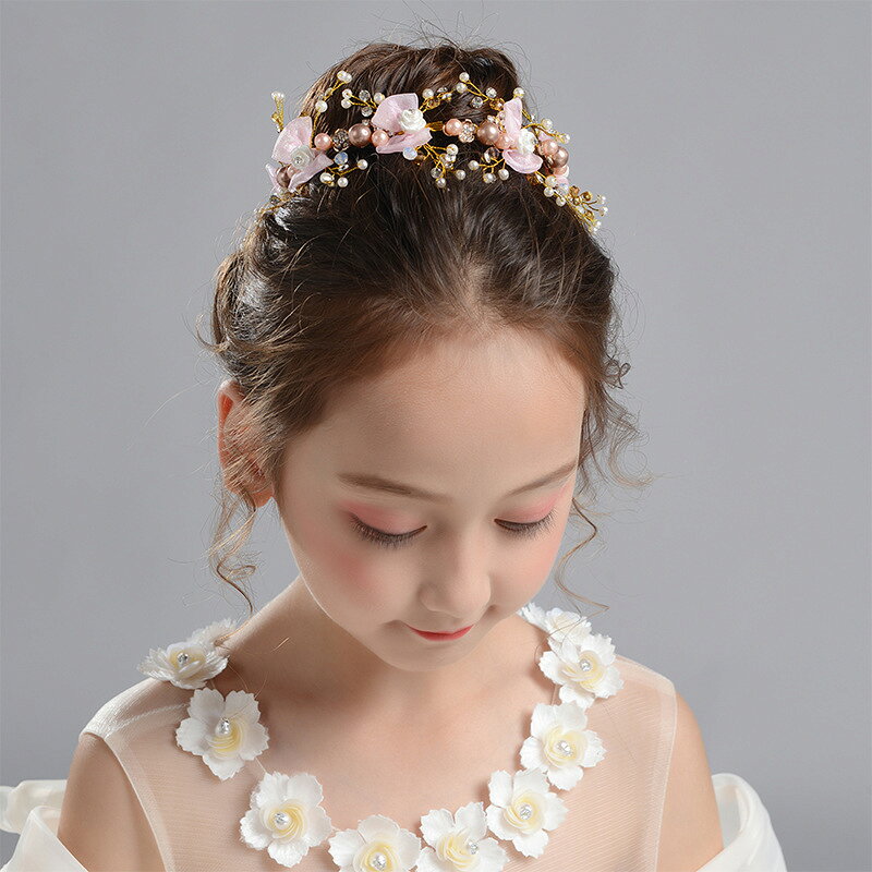 GBB2号店の髪飾り 花 子供 発表会 子供ドレス 七五三 アクセサリー 子供用小物 キッズ 女の子 ガールズ フォーマル カチューシャ 子供ヘッドドレス 花びら 花飾り パール付き フラワーガール 結婚式 ヘアアクセサリー 花嫁 発表会 入学式 卒業式 卒園式 成人式｜アングル3