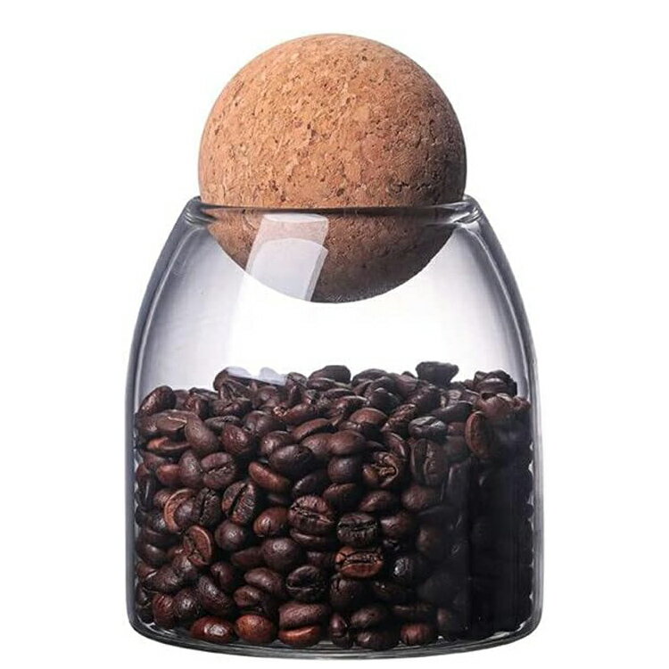ガラス保存容器 ボールコルク付き 木蓋 キャニスター ガラス 透明 ガラス瓶 かわいい装飾オーガナイザーボトル キャニスタージャー 気密ガラス密封びん 保存容器 密封缶 穀物 食品貯蔵容器 食品 コーヒー豆キャニスター キャンディ バスルームの薬局用綿棒