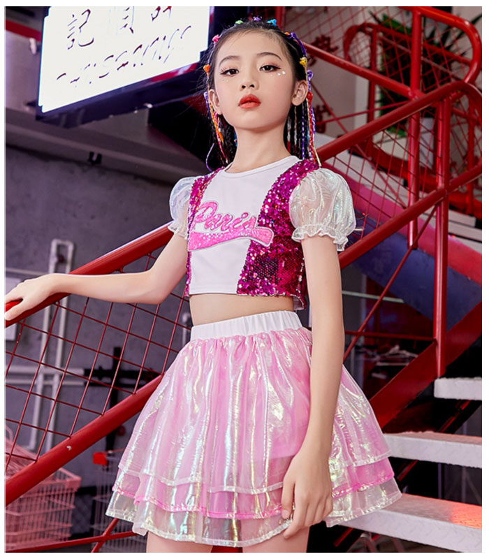 キッズダンス チアガール ヒップホップ キッズダンス衣装 セットアップ 女の子 へ...
