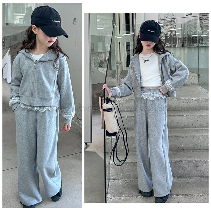 送料無料 韓国子供服 女の子 セットアップ フード付き アウター+パンツ 2点セット ...
