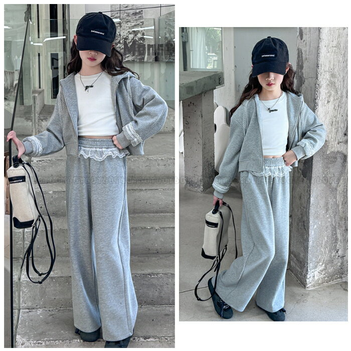 送料無料 韓国子供服 女の子 セットアップ フード付き アウター+パンツ 2点セット ...