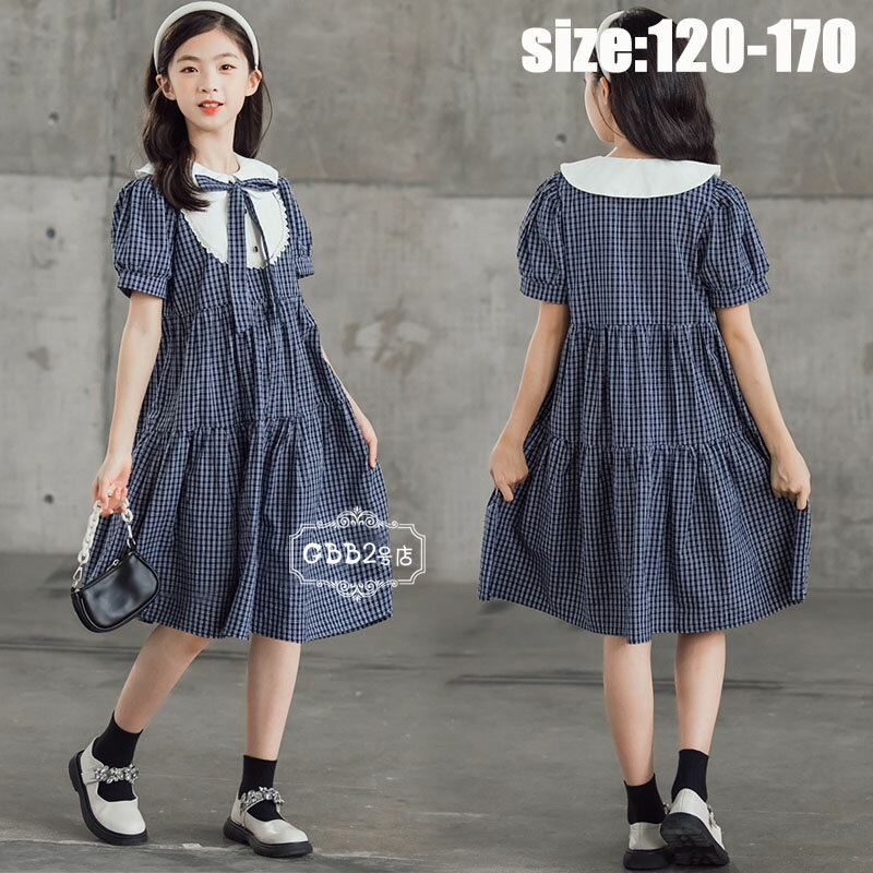 Rakuten - 韓国子供服 ワンピース 半袖 ロング丈 夏 チェック柄 子供ドレス 女の子 リボン付き 切り替え リゾート おしゃれ 子ども服 ビーチ カジュアル 女児 人気 可愛い ジュニア服 卒園式/入学式/パーティ 120 130140 150 160 170cm