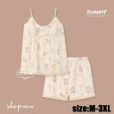 パジャマ レディース 夏 キャミソール ショートパンツ ノースリーブ ブラパッドあり プリント 上下セット ルームウェア パジャマ セットアップ 大きいサイズ ...