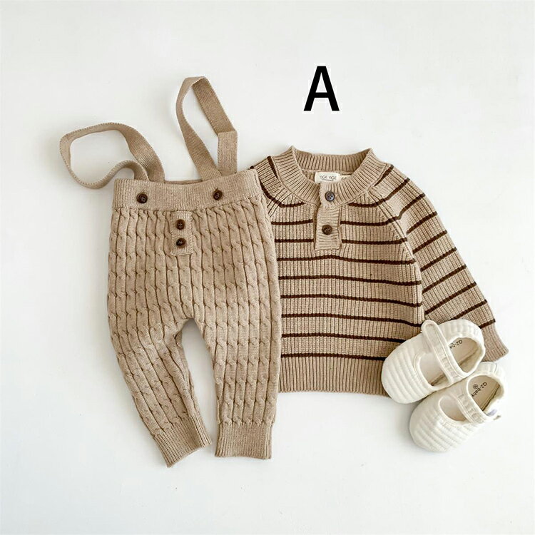 2点セットアップ キッズ ニット セーター キッズ ベビー服 女の子 男の子 トップス 長袖 ロングパンツ 新生児 赤ちゃん 子供服 春秋冬 サロペット カットソー おしゃれ 可愛い 誕生日 出産お祝い プレゼント 初節句 入園 入学 幼稚園 保育園 66cm 73cm 80cm 90cm